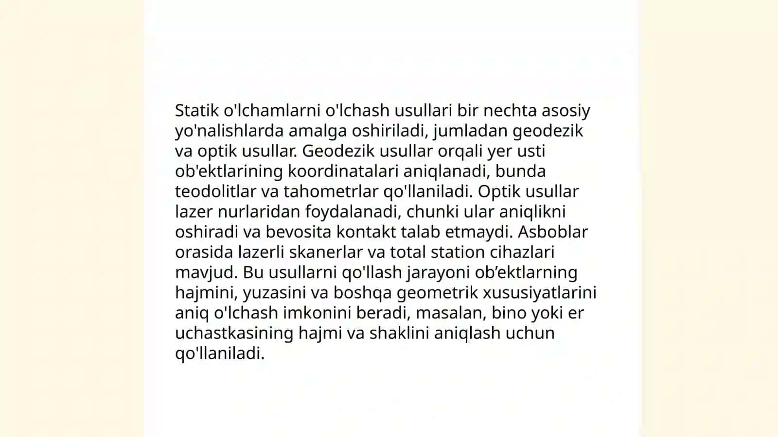 Statik oʻlchamlarni oʻlchash usullari 3