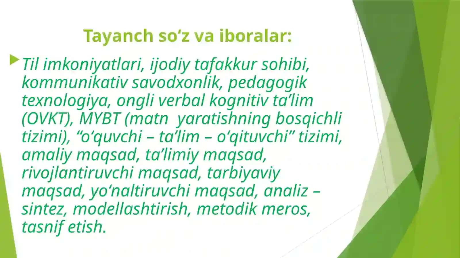 ONA TILI OʻQITISH METODIKASI FANIDAN 2- TAQDIMOTI 3
