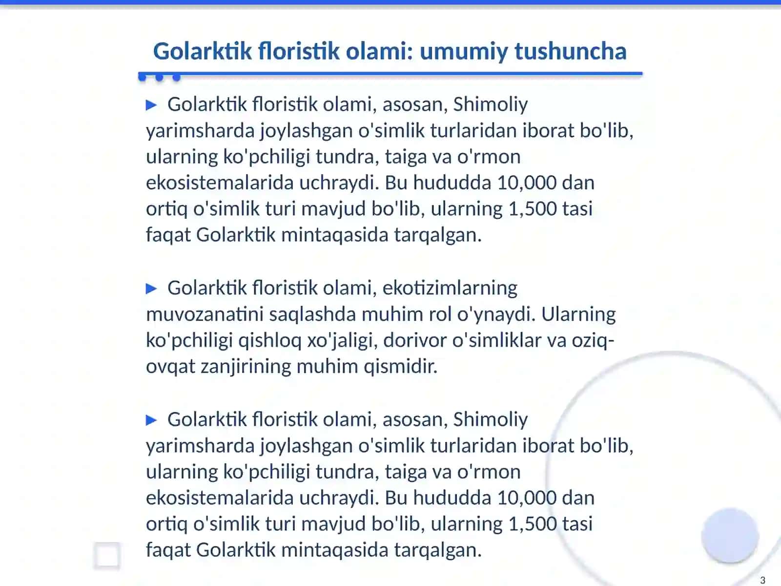 Golarktik floristik olami va uning kichik olamlarini kontur xaritaga tushuntirish 3