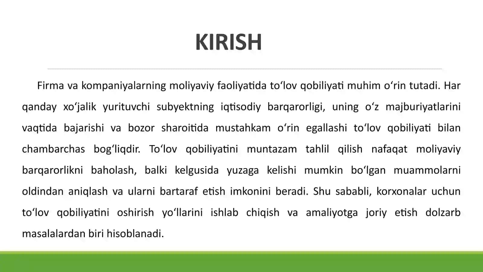 FIRMA VA KOMPANIYALARNING TO’LOV QOBILIYATINING TAHLILI VA UNI YAXSHILASH YO’LLARIi 3