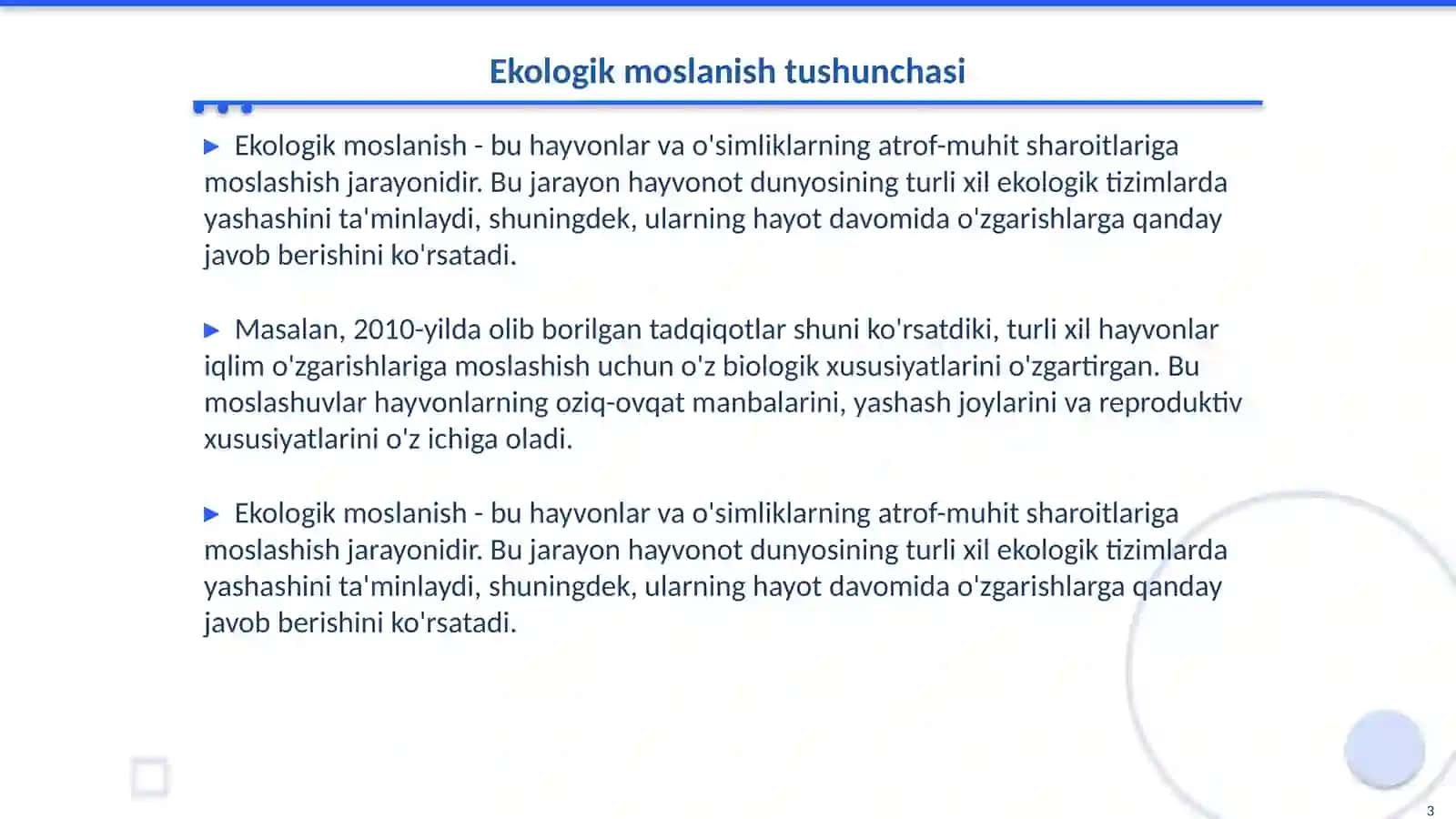Hayvonot dunyosining ekologik moslanishlari 3