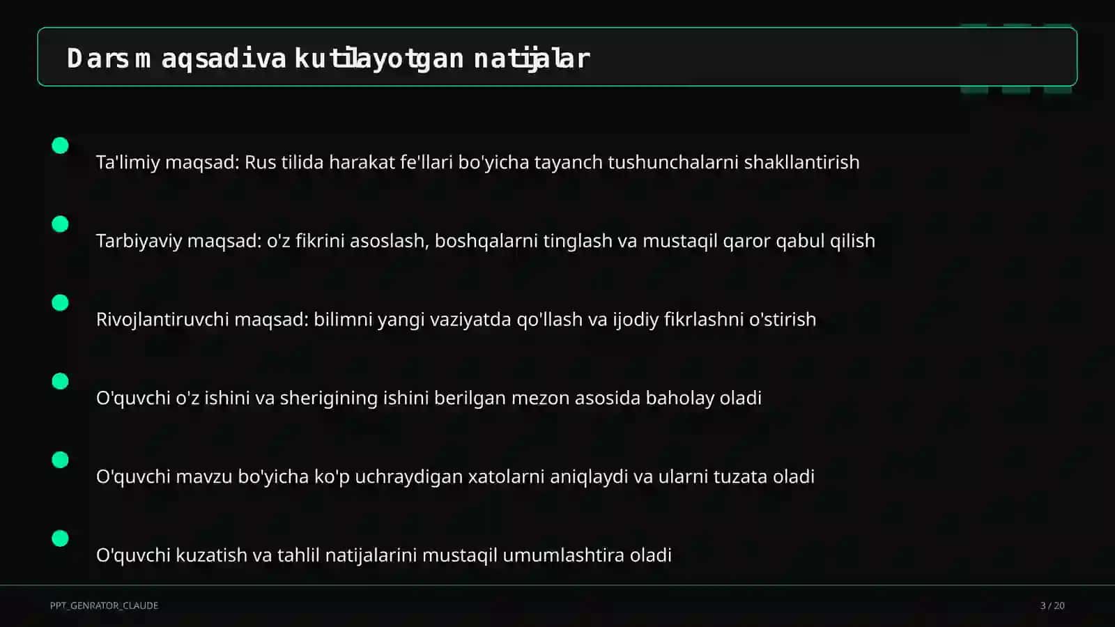 Rus tilida harakat fe'llari (6-sinf) 3