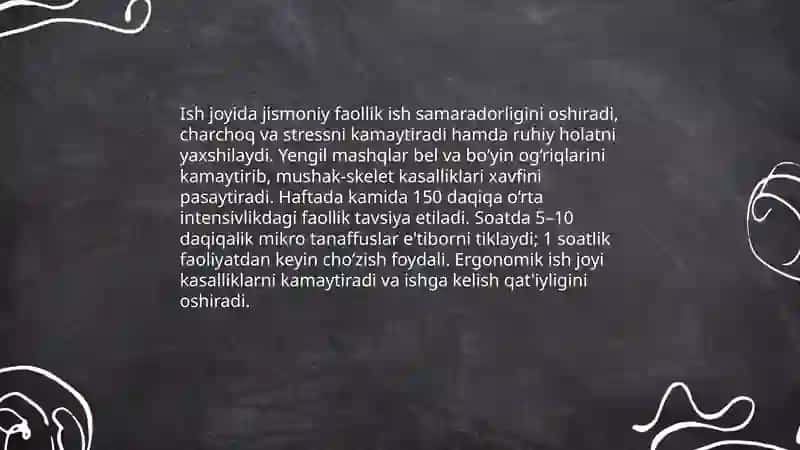 Mehnat faoliyatining asosiy davrida jismoniy tarbiya 3
