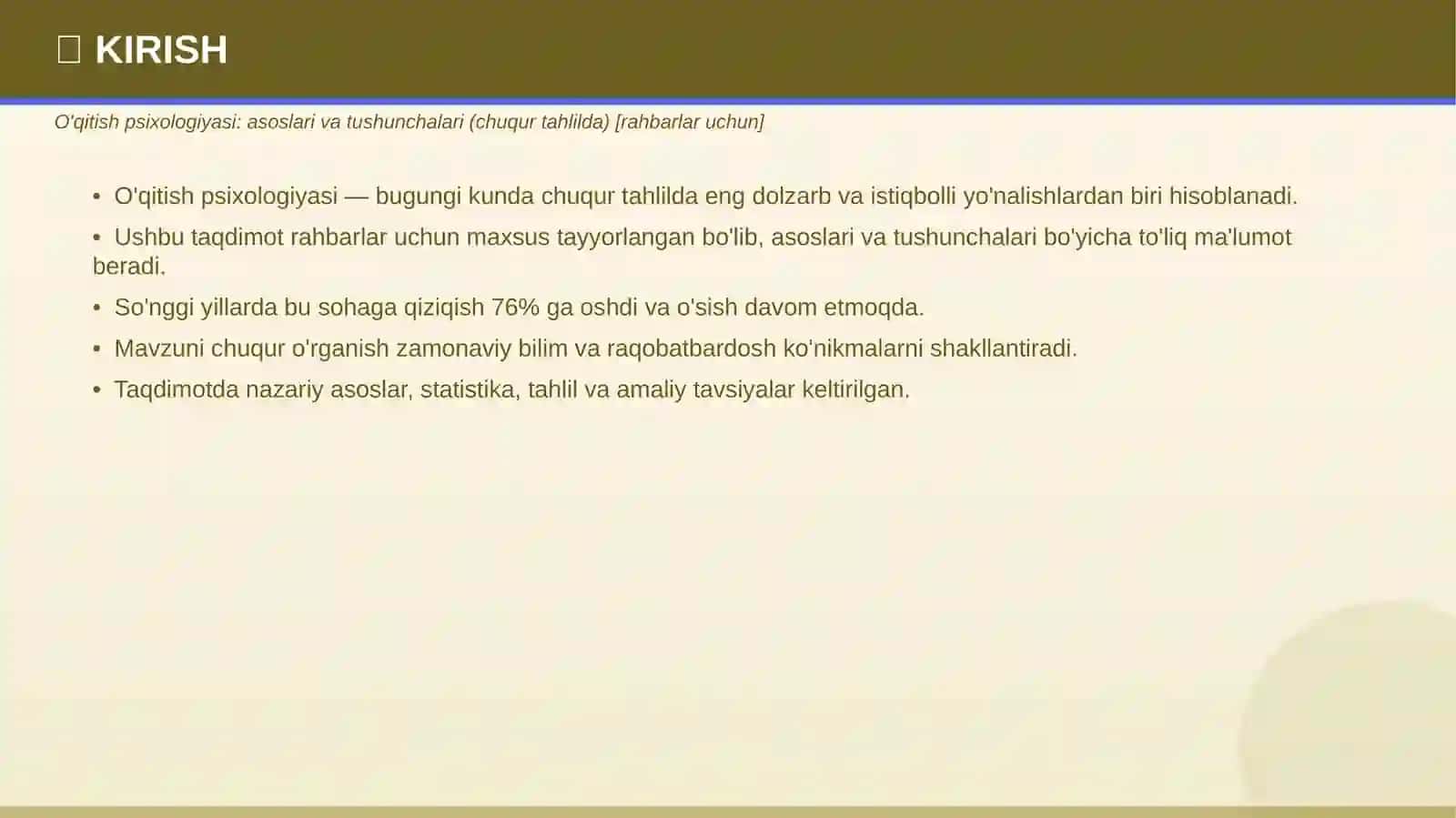 O'qitish psixologiyasi: asoslari va tushunchalari (chuqur tahlilda) 3