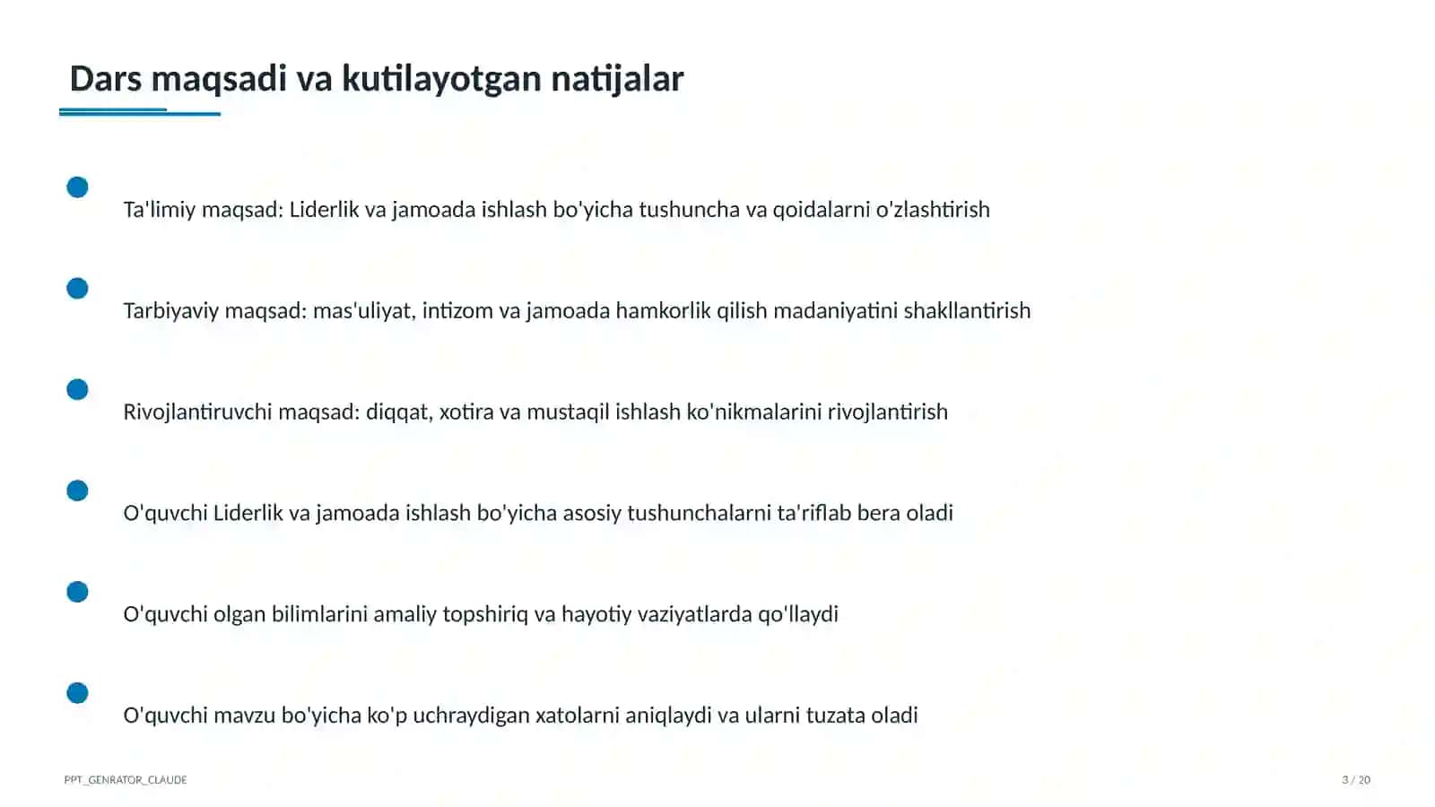Liderlik va jamoada ishlash (11-sinf) 3