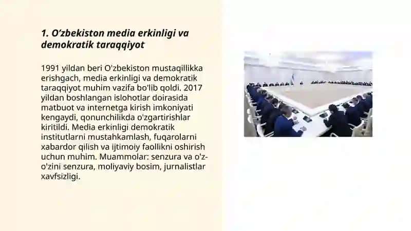 O’zbekistonning demokratiya sari taraqqiyotida, fuqarolarning ijtimoiy hayotdagi ishtirokining faollashuvida media va axborotning ahamiyati 3