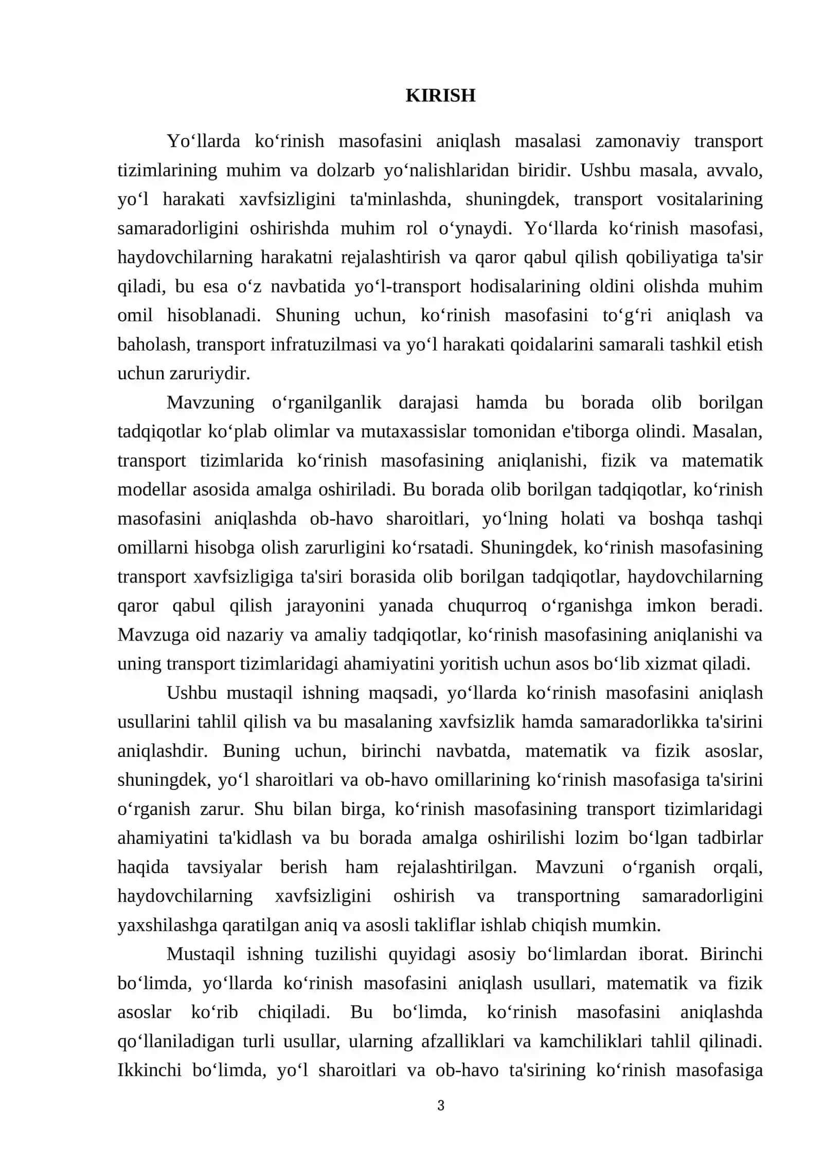 Yo‘llarda ko‘rinish masofasini aniqlash 3