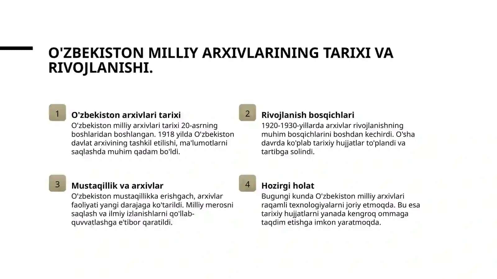 O'zbekiston Respublikasi milliy arxivlari va ularning faoliyati 3