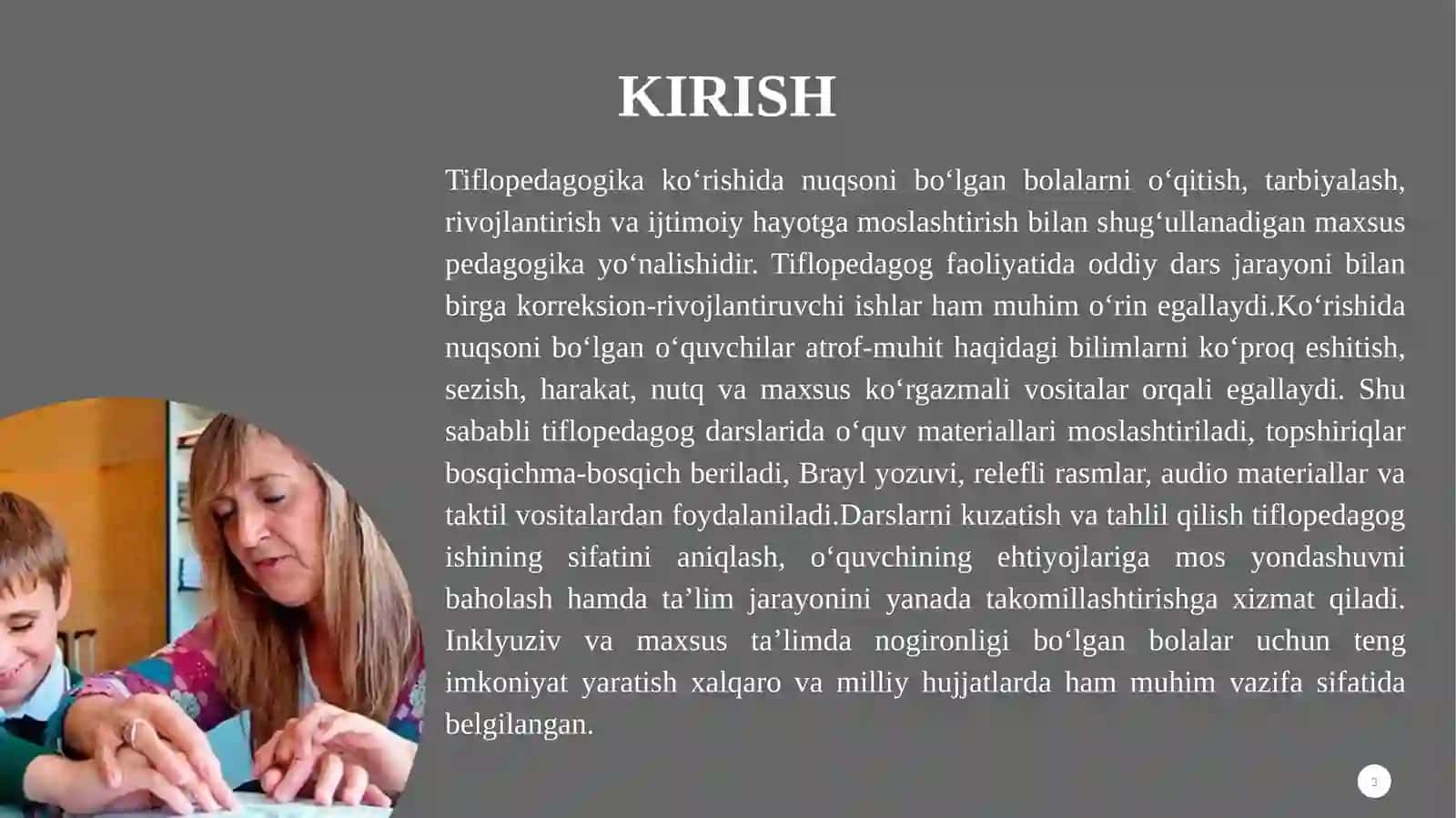 Tiflopedagog–o‘qituvchi darslarini kuzatish va tahlil qilish 3