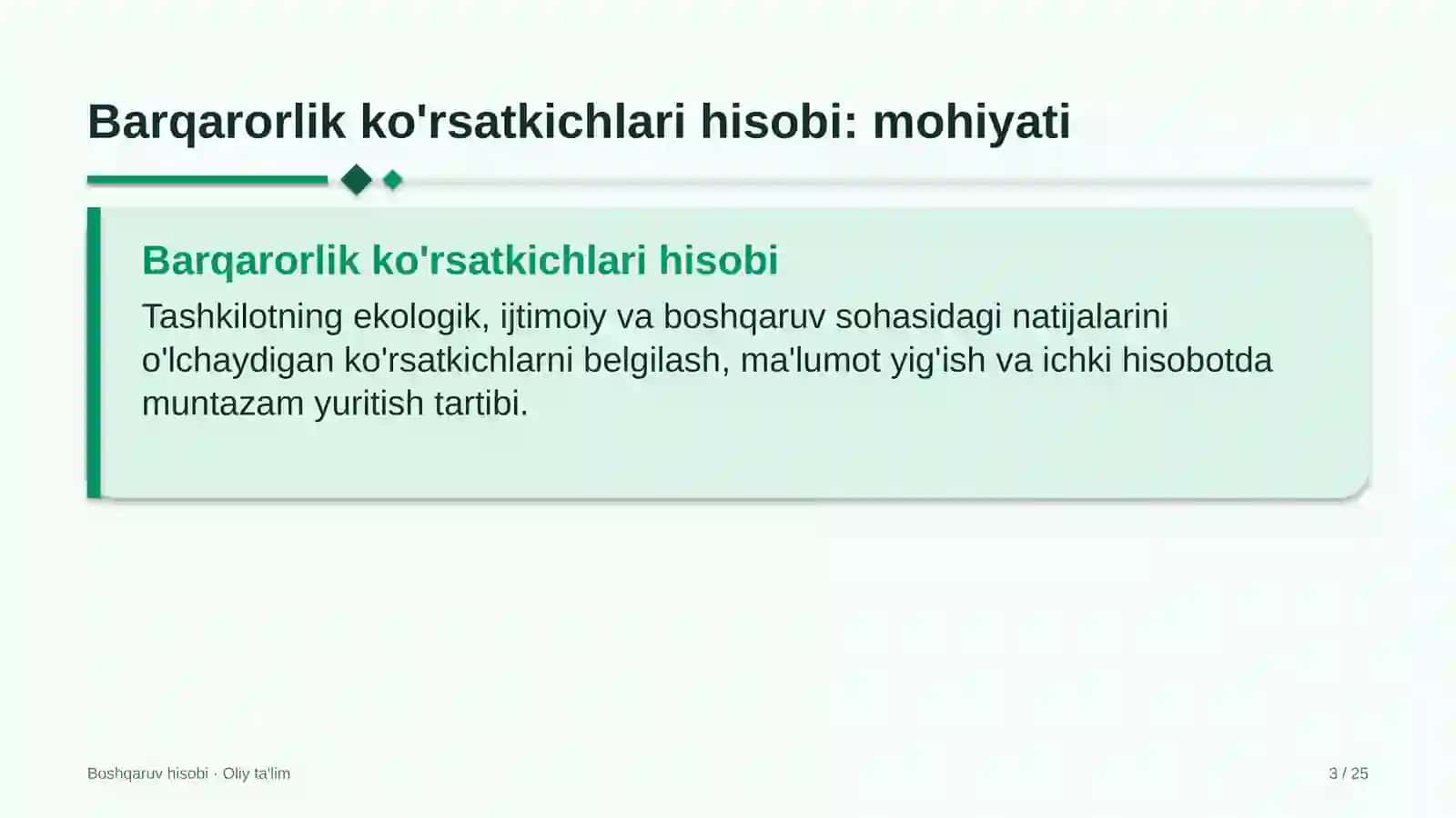 Ko'rgazma-yarmarkalarda barqaror rivojlanish ko'rsatkichlari hisobi 3