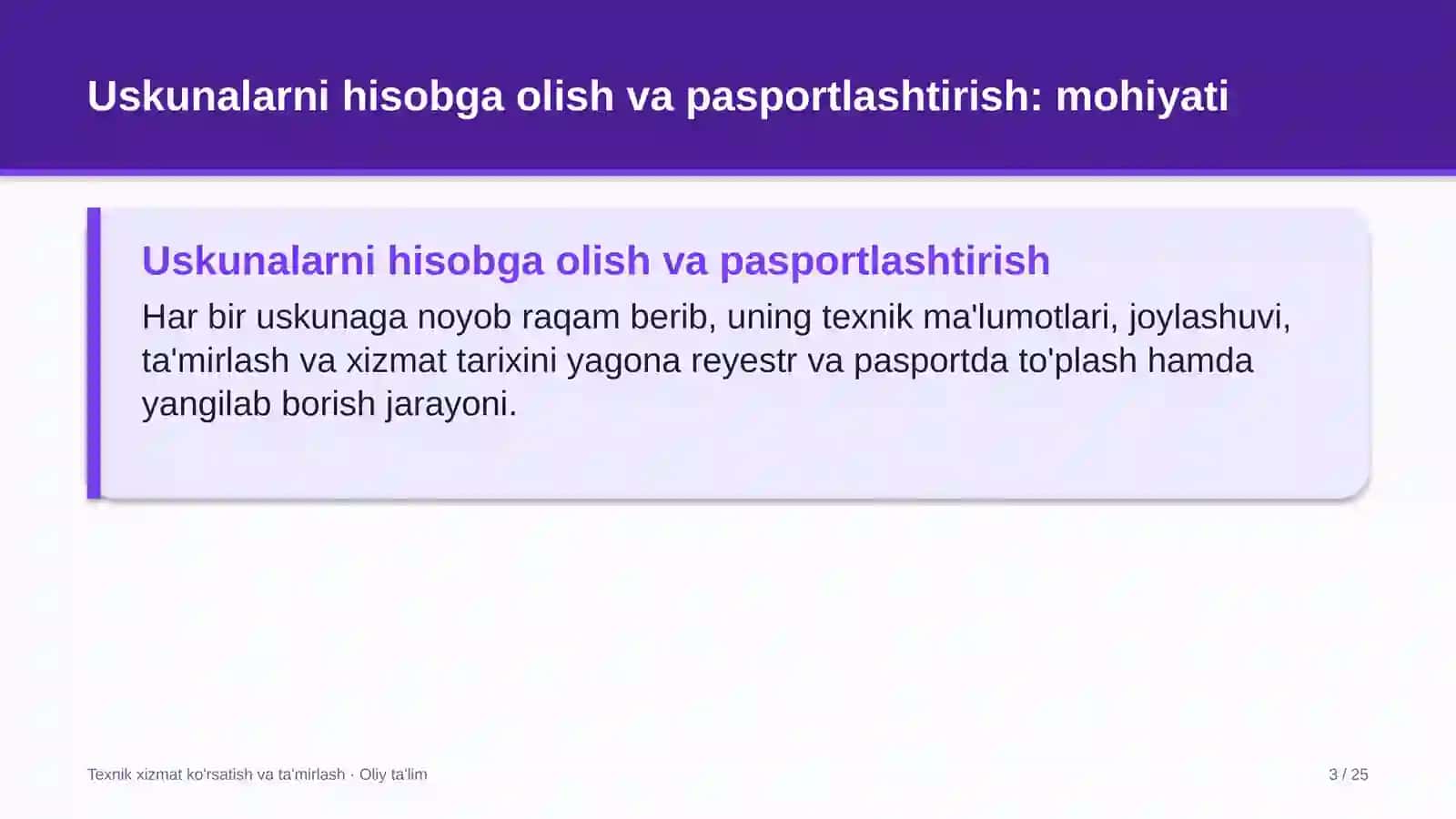 Ko'chmas mulk bozorida uskunalarni hisobga olish va pasportlashtirish 3