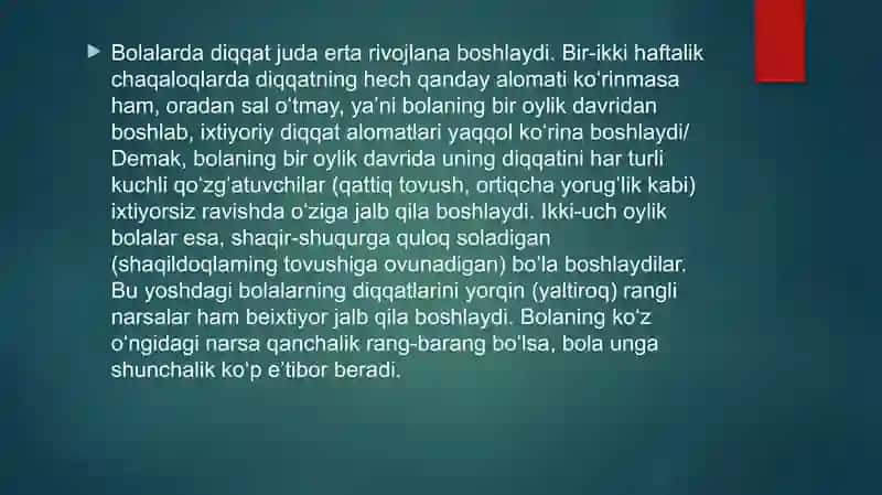 BOLA DIQQATINING KO'LAMI VA UNI BARQARORLASHTIRISH 3