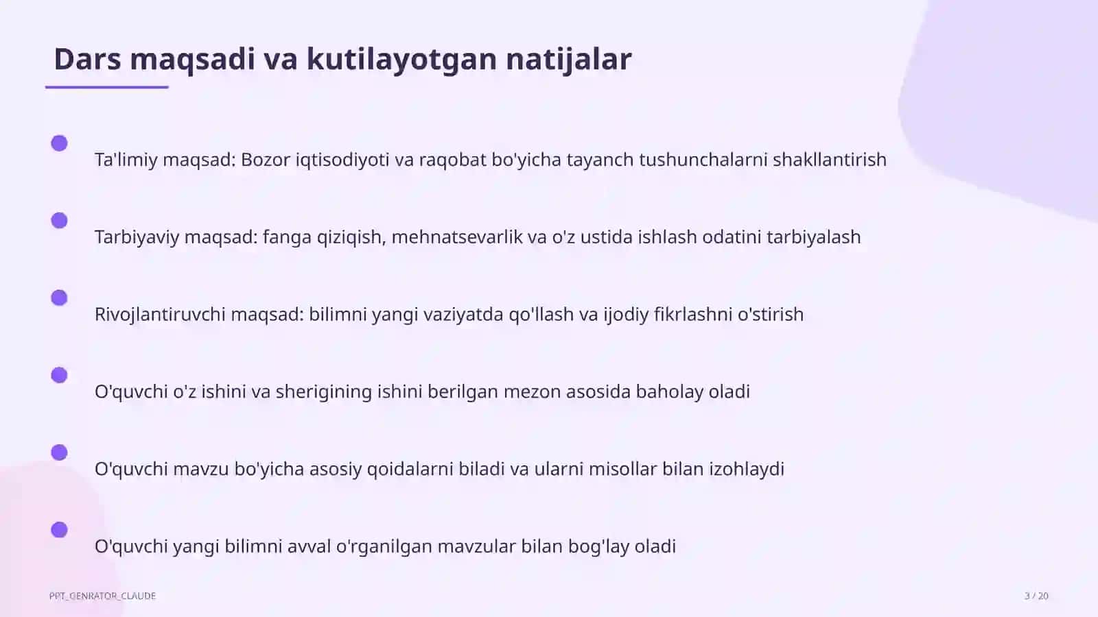Bozor iqtisodiyoti va raqobat (10-sinf) 3