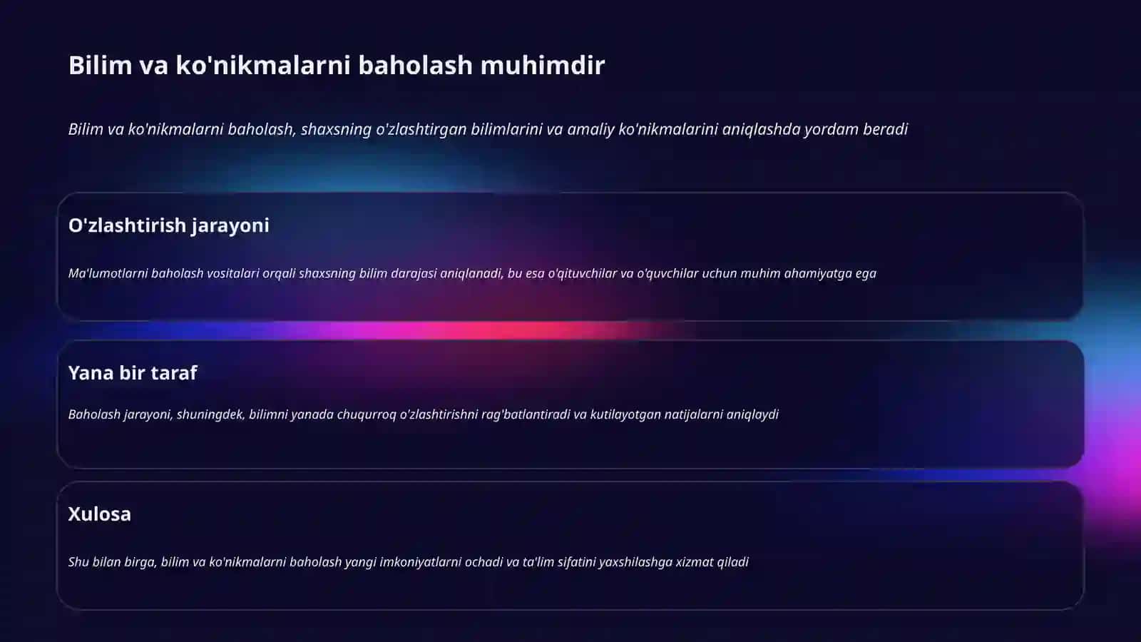 Bilim, ko'nikma va malakalarni tekshirishning vazifalari 3