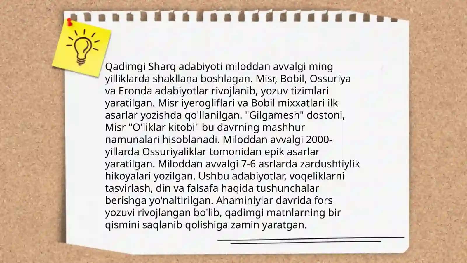 Eng qadimgi sharq adabiyotiga hos hususiyatlar 3