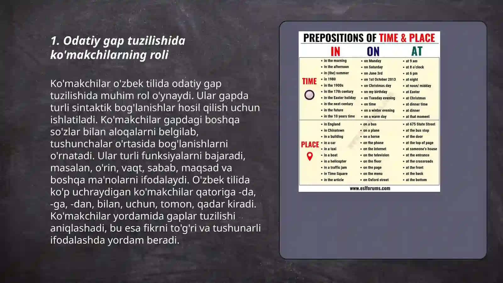 Odatiy gap tuzilishida ko'makchilarning roli 3