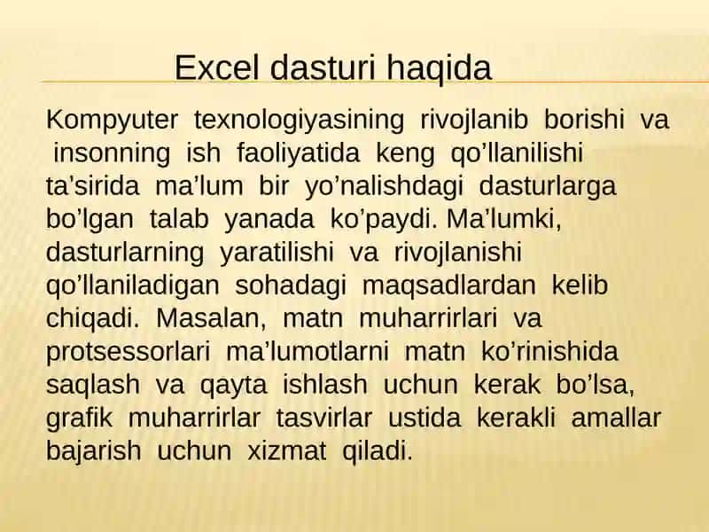 Excel dasturi haqida 3