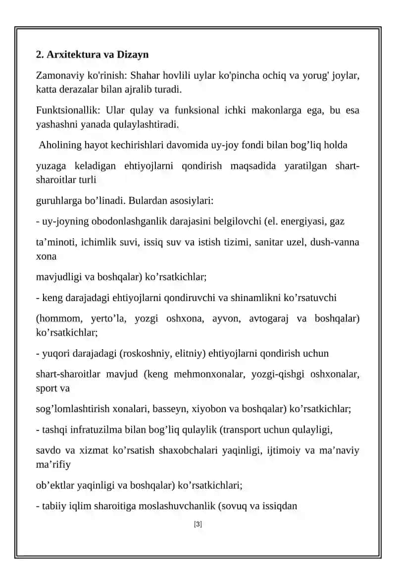 Shahar tipidagi hovlili uylar haqida 3