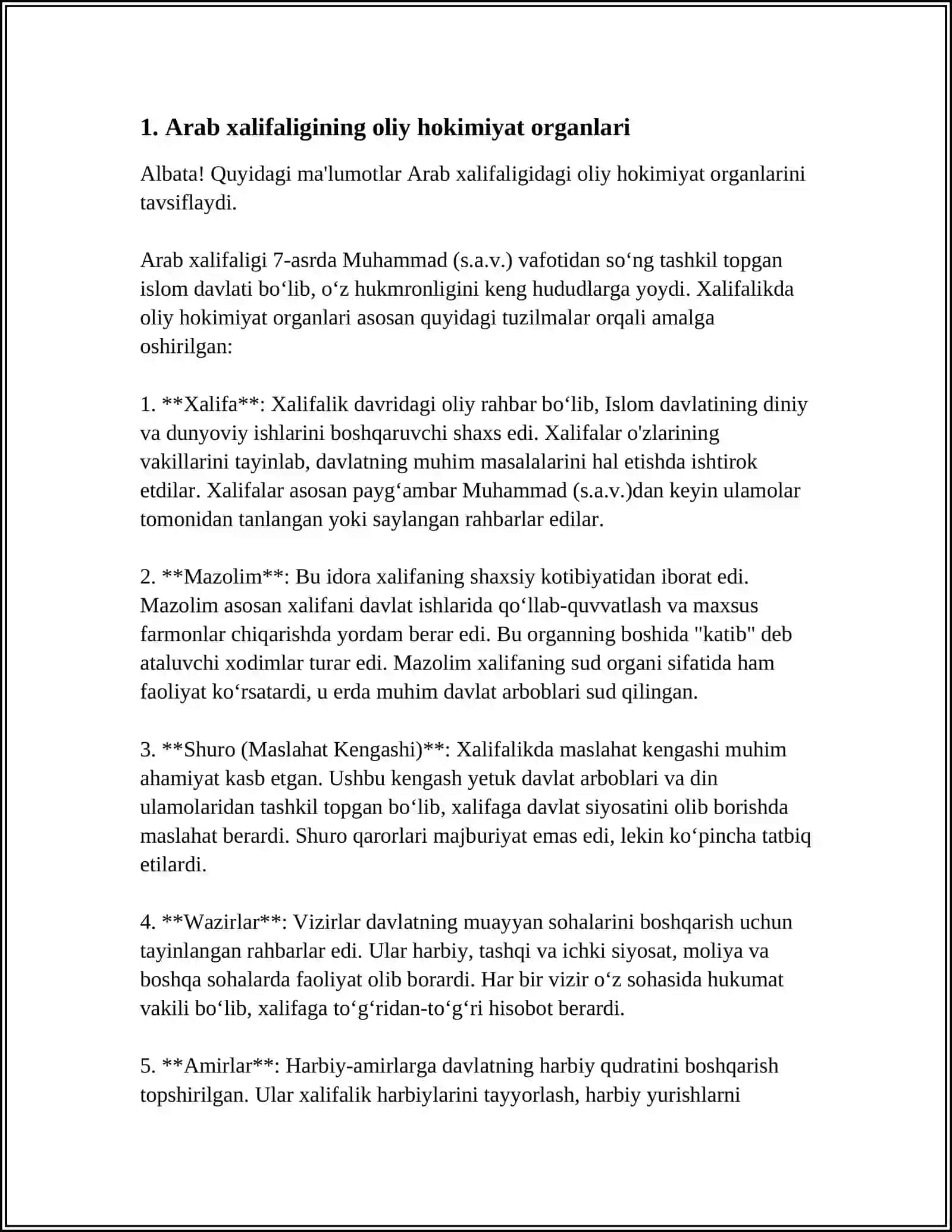 ARAB HALIFALIGINING OLIY, MARKAZIY VA MAHALLIY HOKIMIYAT ORGANLARI 3