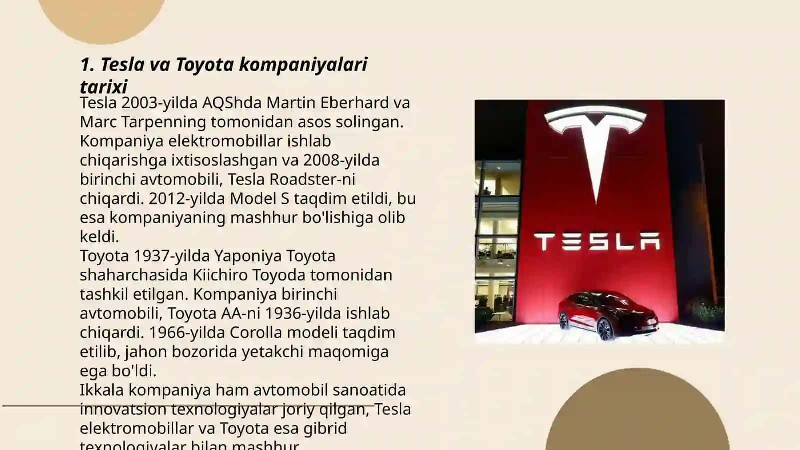 Tesla va Toyota kompaniyalari haqida malumot 3