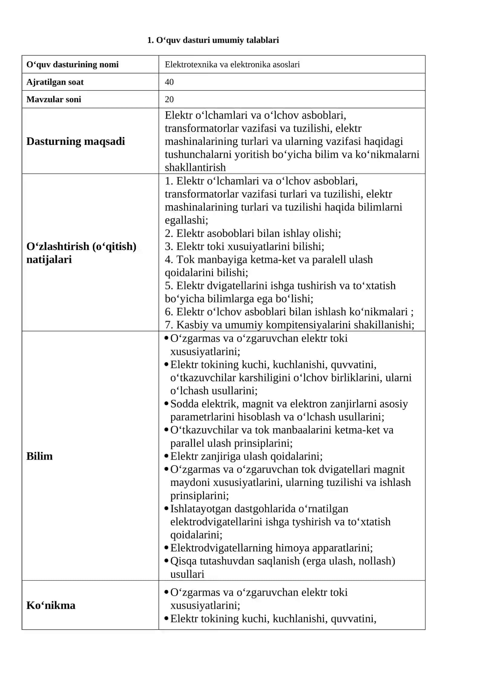 ELEKTROTEXNIKA VA ELEKTRONIKA ASOSLARI FANIDAN O’QUV MATERALLAR TO’PLAMI 3