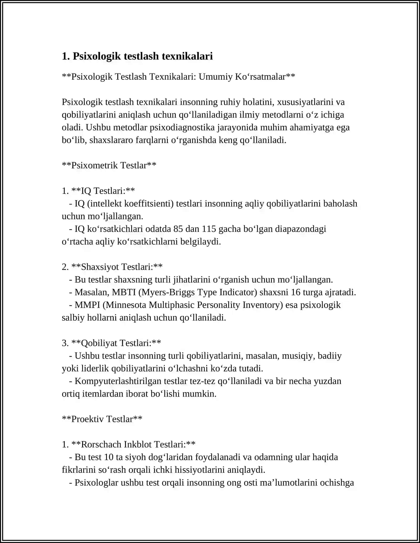 Psixologik Testlash Texnikalari 3