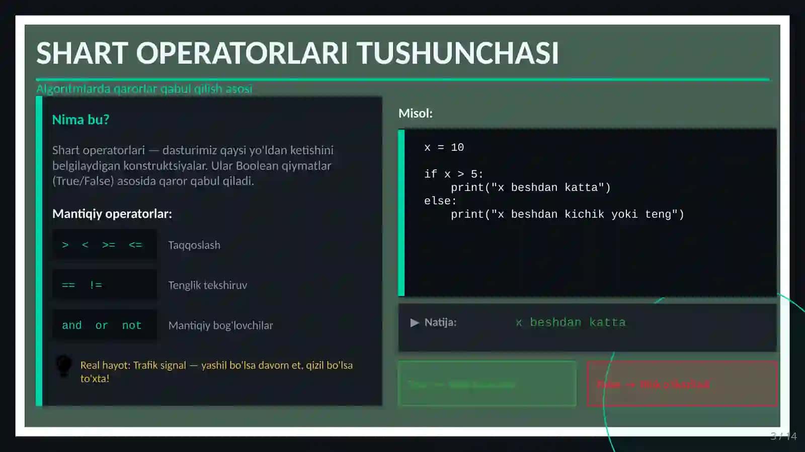 SHART OPERATORLARI 3