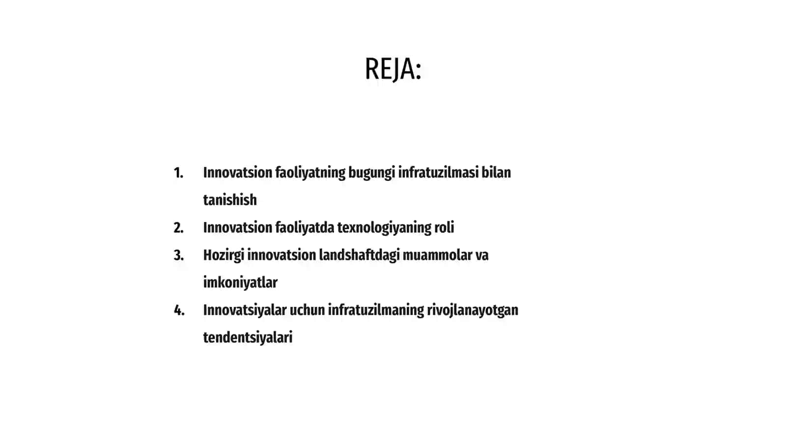 Innovatsion faoliyatning bugungi infratuzilmasi 3