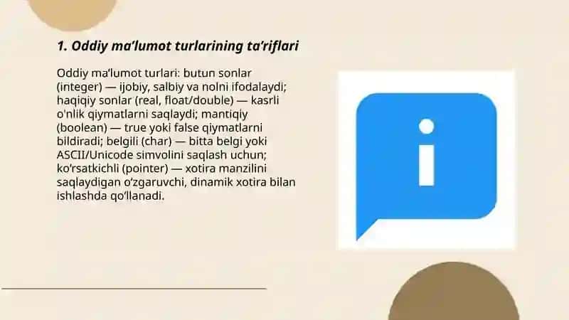 Oddiy ma’lumot turlarining ta’riflari 3