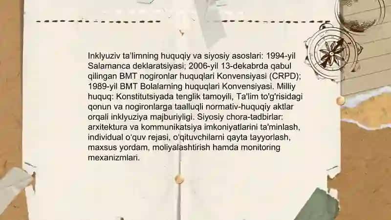 Imkoniyati cheklangan bolalarni inklyuziv ta’lim orqali o‘qitish va tarbiyalashni tashkil etish. 3