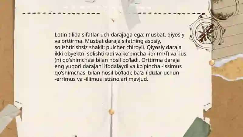 Lotin tilida Sifat darajalari 3