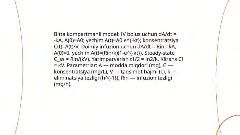 Tibbiy-biologik mazmunda differensial tenglamalar 3