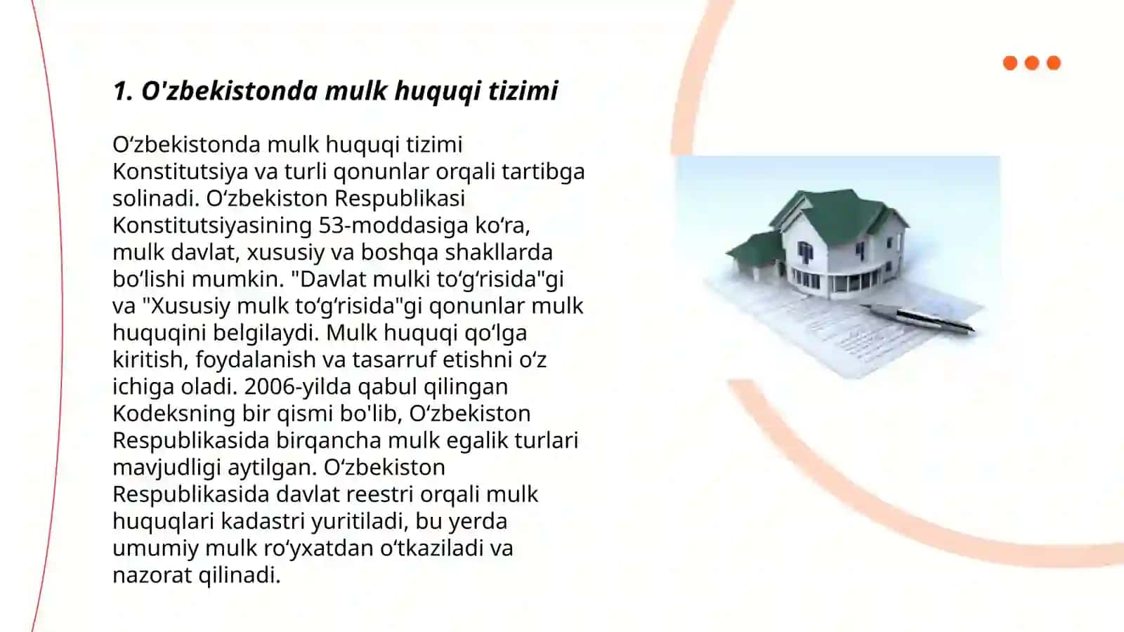 O'zbekistonda mulkiy munosabatlarni tartibga soluvchi rasmiy normalar taxlili 3