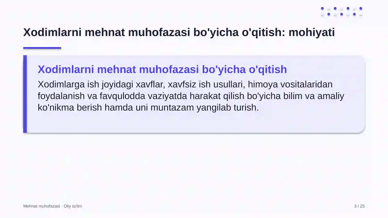 dorixonalarda xodimlarni mehnat muhofazasi bo'yicha o'qitish 6423 3