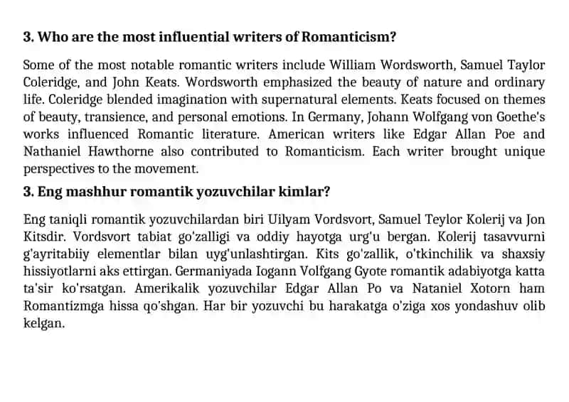 Analysis of Romantic Works 3