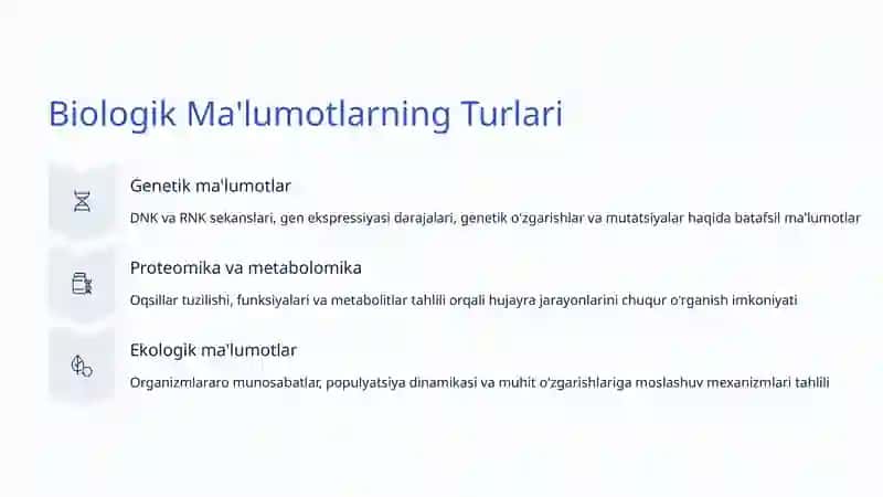 Biologik Ma'lumotlarni Tahlil Qilish: Ilmiy Yondashuv va Amaliy Ahmiyati 3