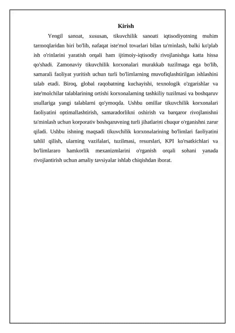 Tikuvchilik sanoat korxonalarining bo'limlari 3