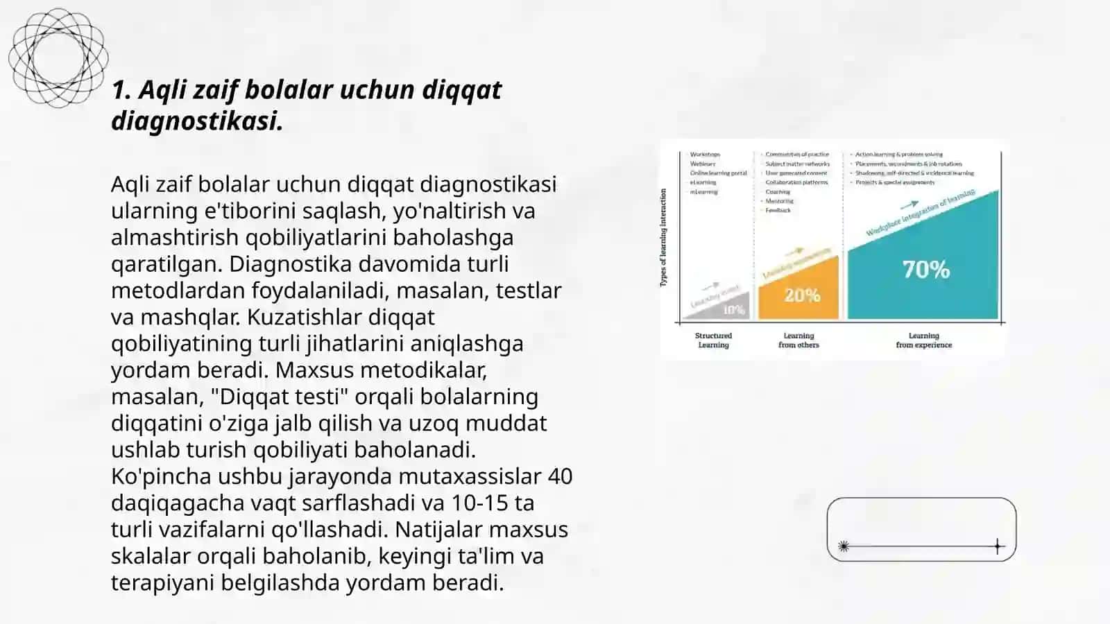 Aqli zaif bolalar diqqat va xotirasini tekshirish metodikalarini oʻrganish va tahlil qilish 3