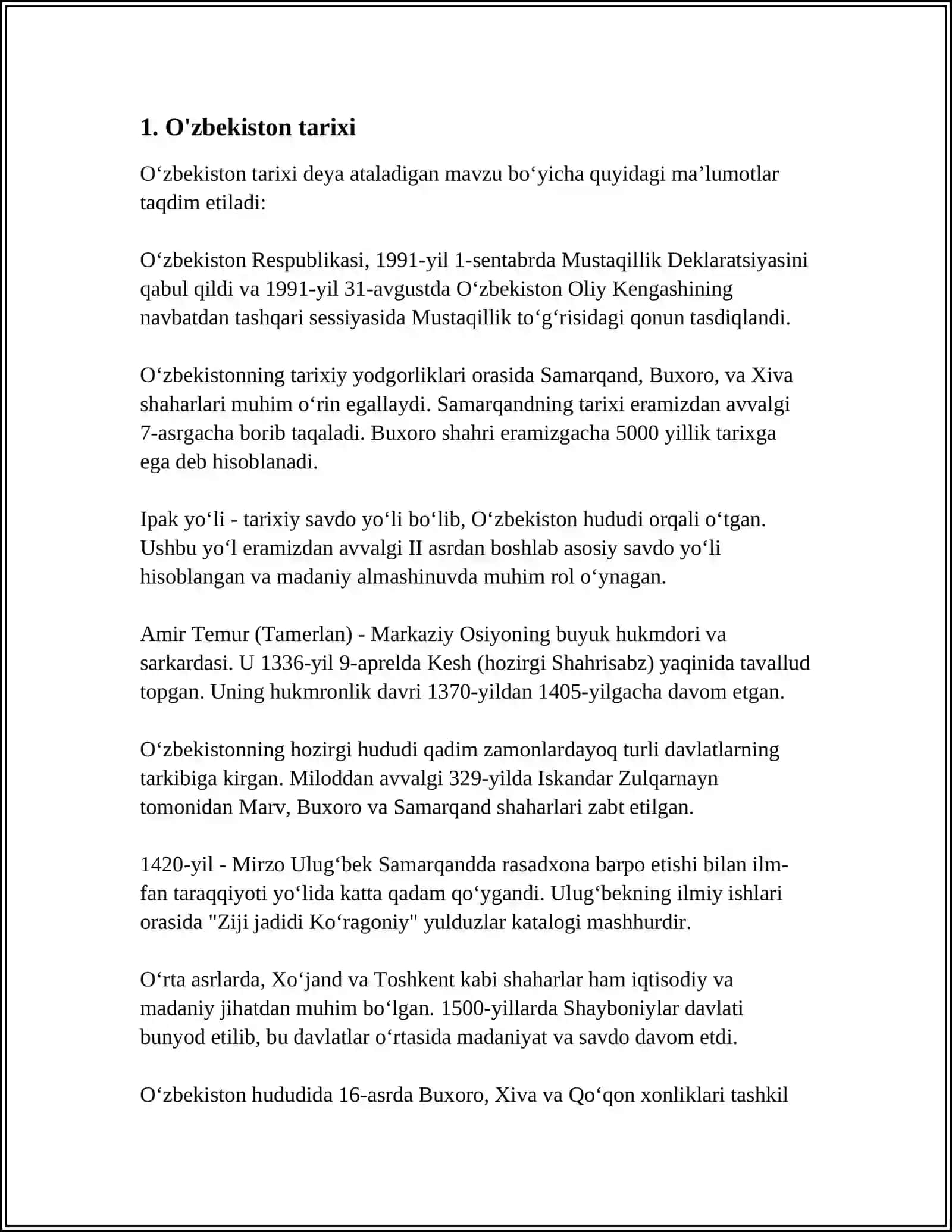 Oʻzbekiston tarixi 3
