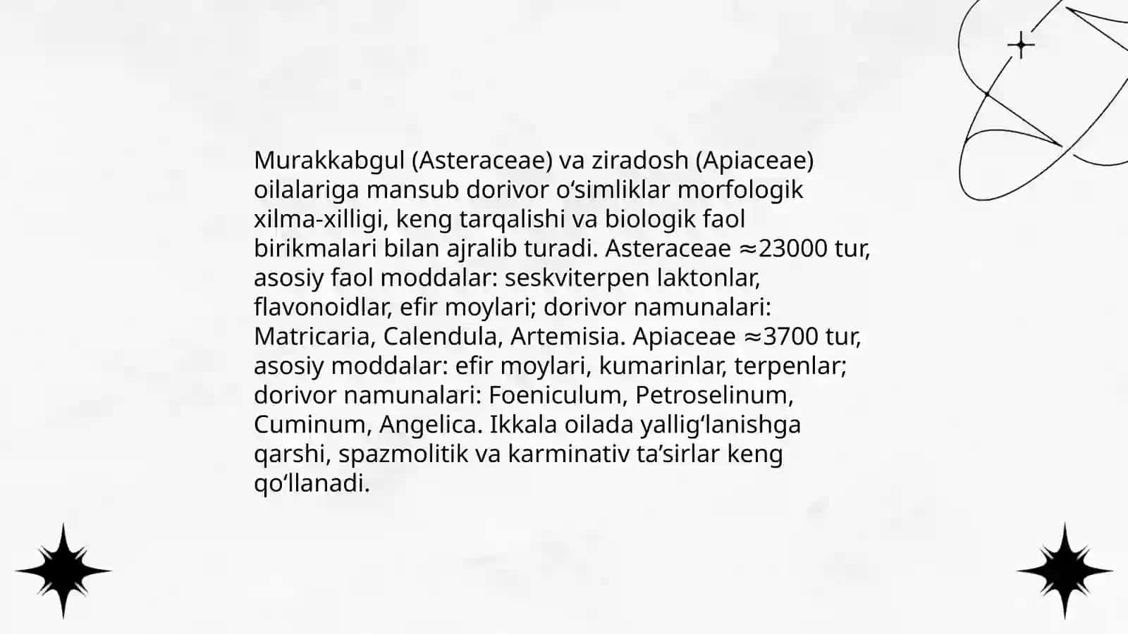 Murakkabgul doshlar va ziradoshlar oilalariga mansub dorivor o‘simliklar 3