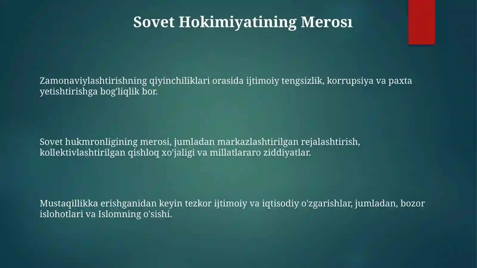 Mustaqqilikga erishisharafasida Oʻzbekistondagi ijtimoiy jarayon 3