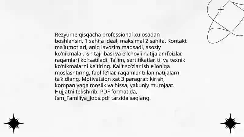 Rezyume (CV) va motivatsion xat yozish ko'nikmalari 3
