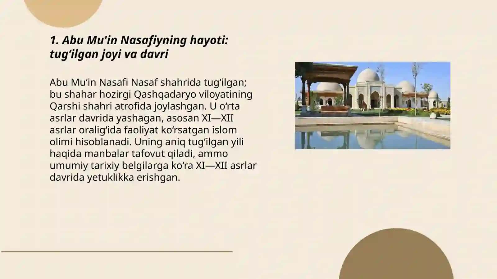 Abu Mu'in Nasafiy hayoti va ijodi.Ziyoratgohi haqida 3