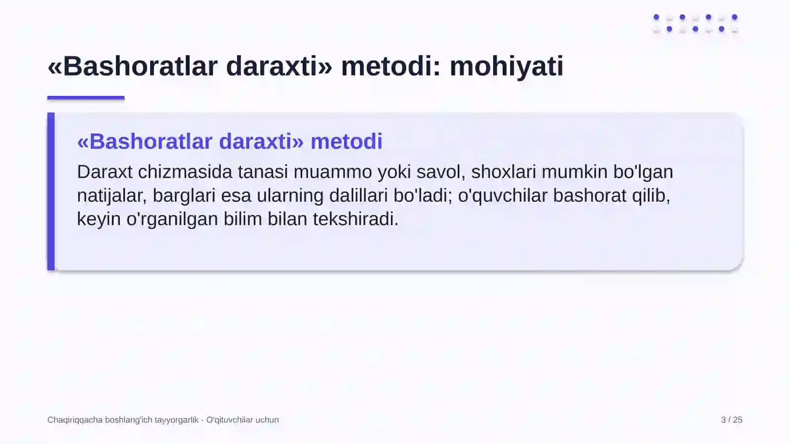 chaqiriqqacha boshlang'ich tayyorgarlik darslarida bashoratlar daraxti metodidan foydalanish 8408 3