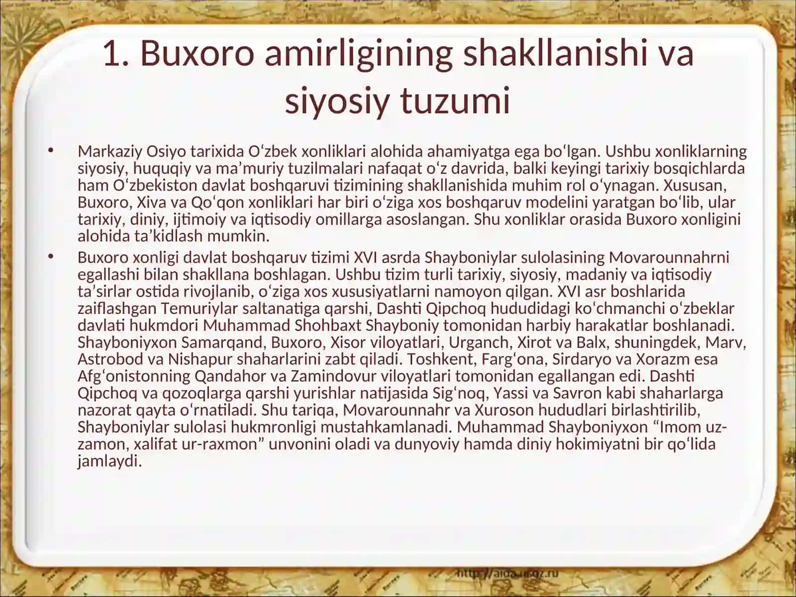 BUXORO AMIRLIGIDA DAVLAT BOSHQARUVI VA SIYOSIY TUZILMA 3