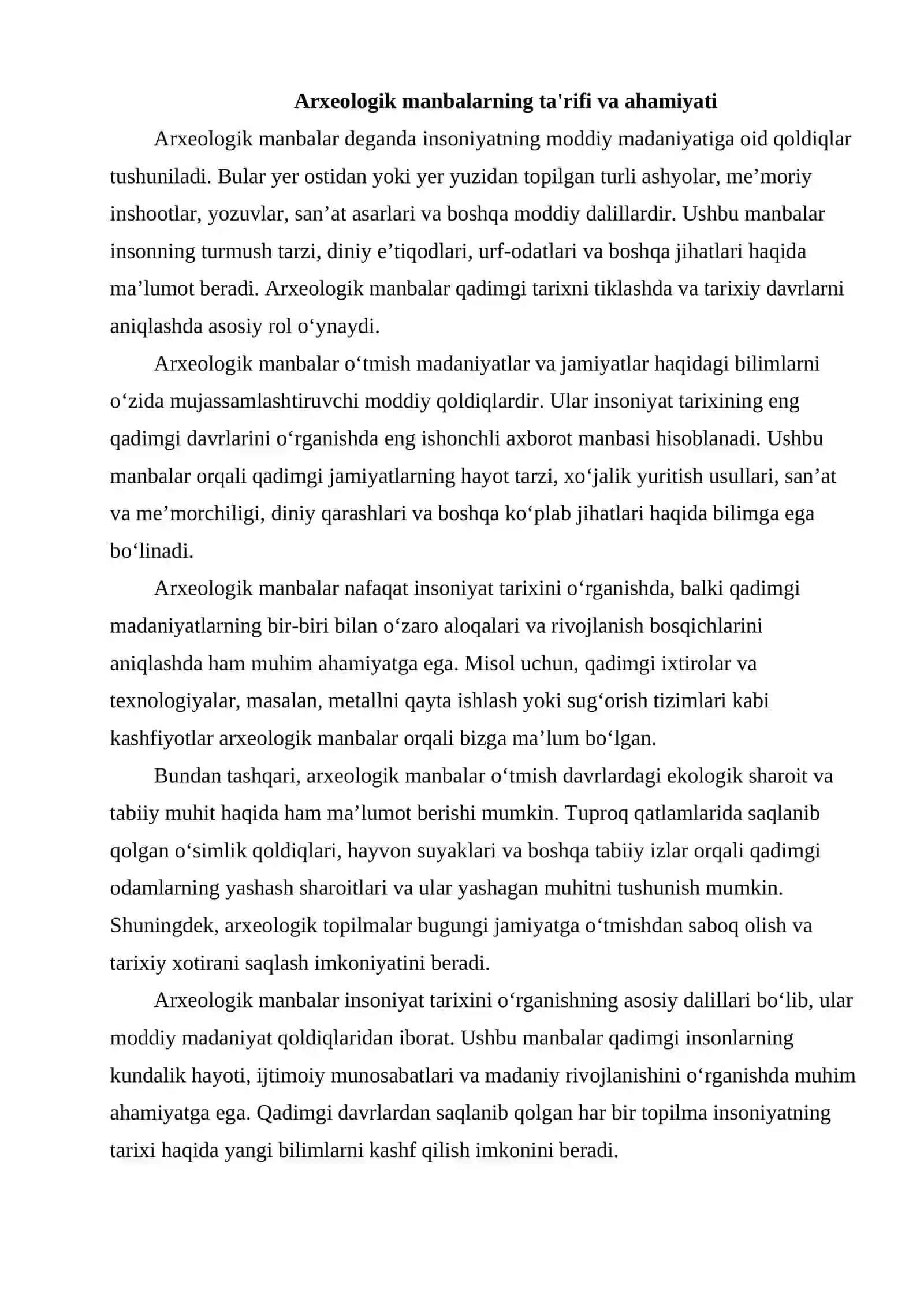 Arxeologik manbalar va ularning turlari 3