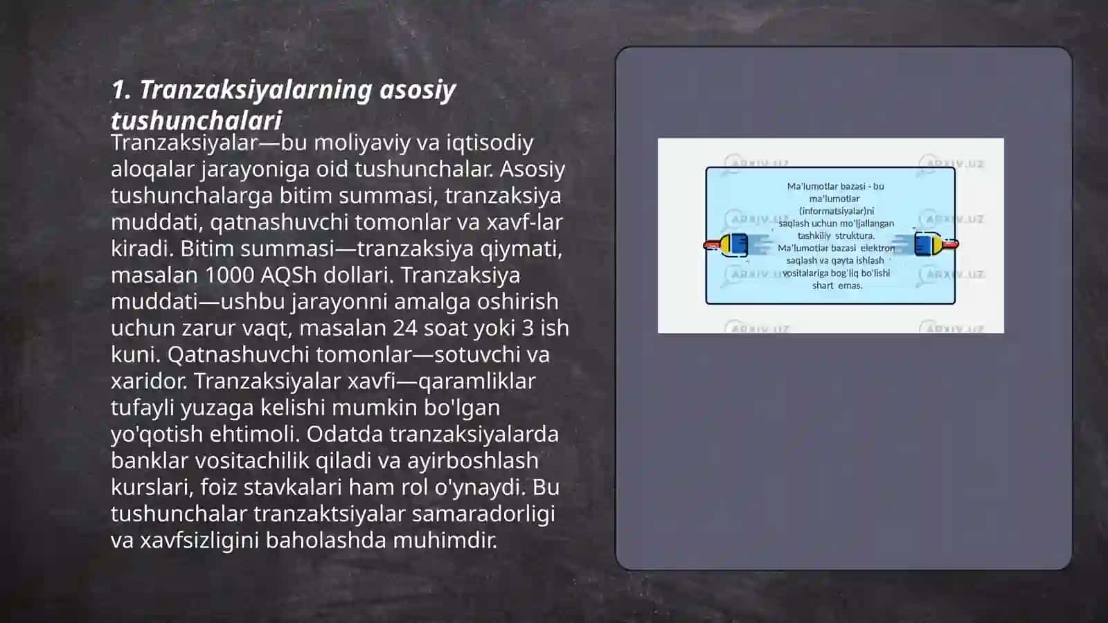 Tranzaksiyalarni boshqarish va paralellashtirishni boshqarish 3