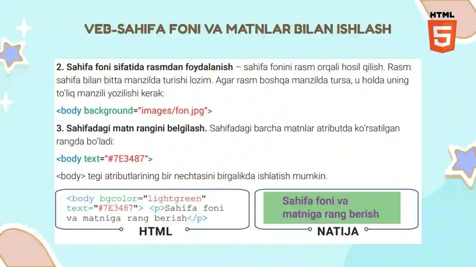 VEB-SAHIFA FONI VA MATNLAR BILAN ISHLASH 3
