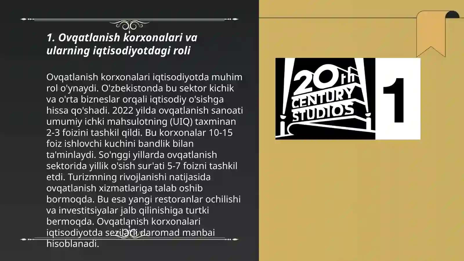 Ovqatlanish korxonalari va ularning iqtisodiyotdagi roli 3
