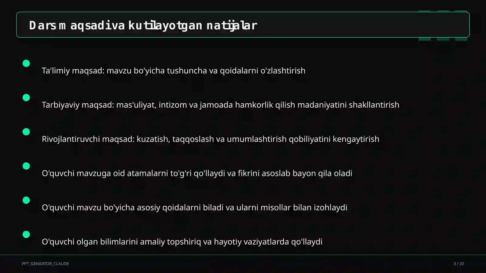 Dars rejasi 3